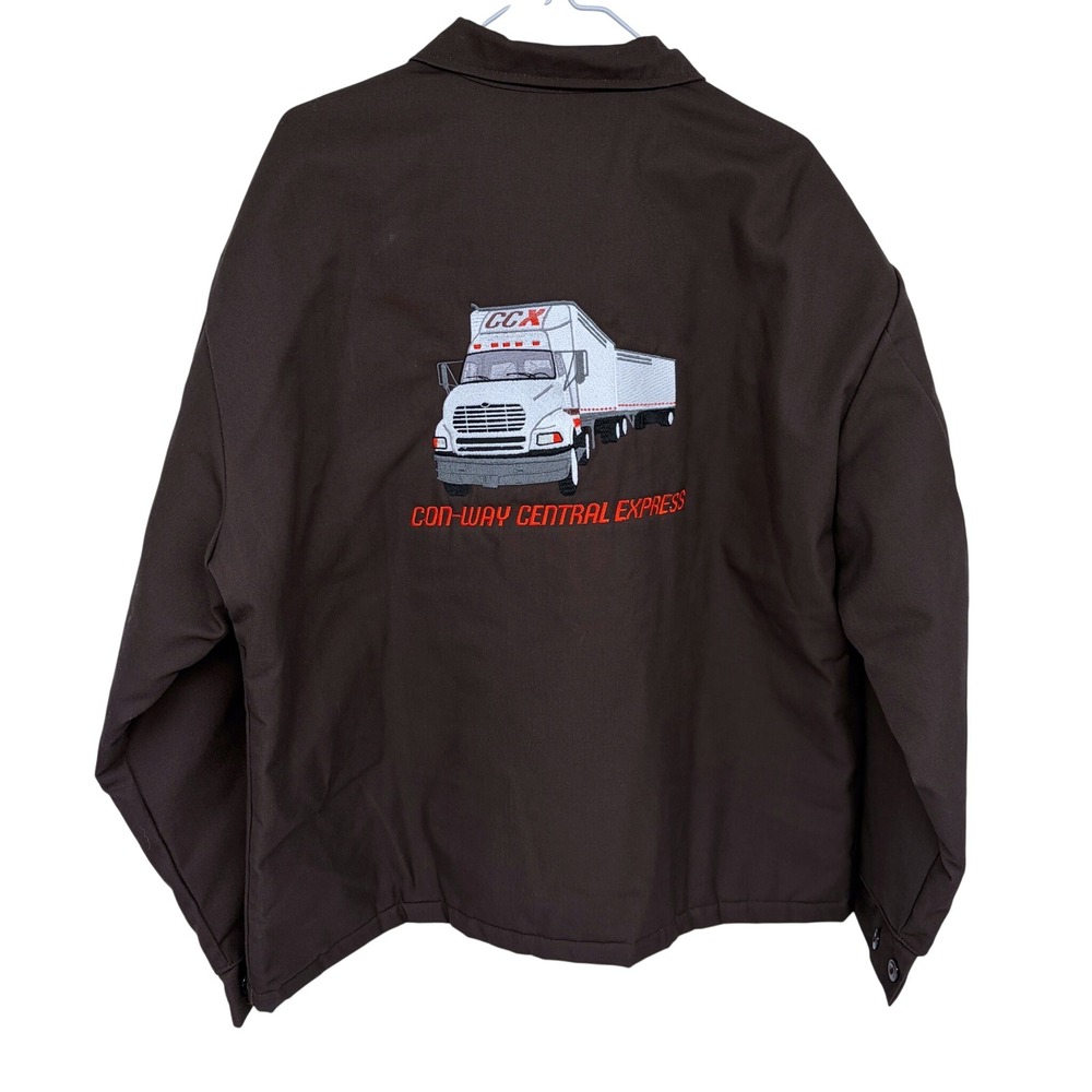 Dark Brown Bomber Jacket with Truck Embroidery